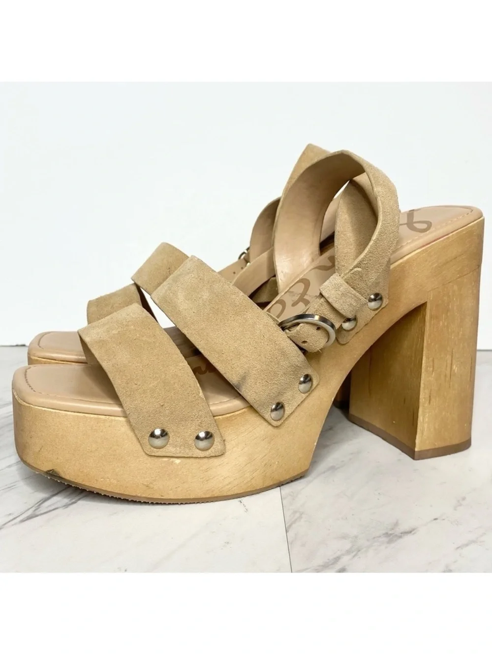 Sam Edelman Rosalind Tan Platform Heeled Sandal 9.5
